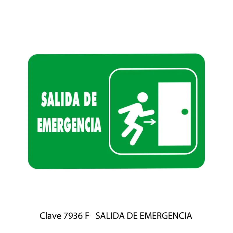 Señal salida de emergencia — Placa Rígida Adherible Mediana — Visibilidad de 0 a 8 metros