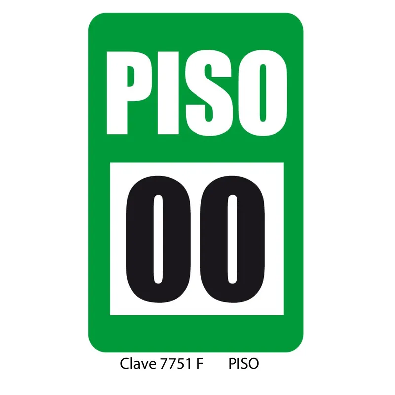 Señal para indicar el número de piso — Placa Rígida Autoadherible Grande — Visibilidad de 0 a 12 metros