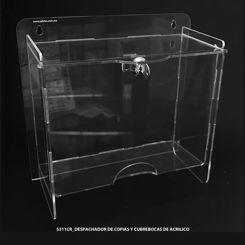 Despachador de cubrebocas — Acrílico de 3mm — Con llave de privacidad — (Incluye 2 copias de la llave)