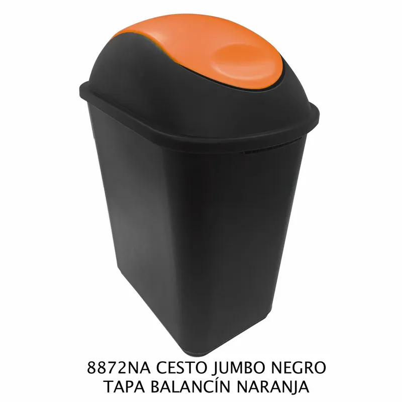 Bote de Basura Mediano Jumbo — 26 litros — Con Tapa Balancín Naranja