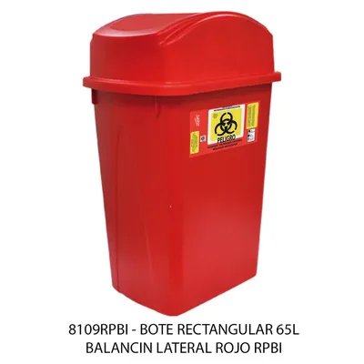 Bote de Basura — para residuos biológicos peligrosos e infecciosos — 65 litros — con Balancín Lateral