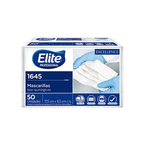 Mascarilla Quirúrgica Elite Tipo Profesional Triple Capa C/50