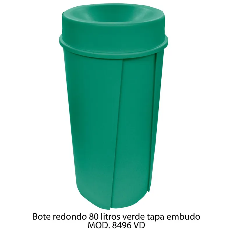 Bote de Basura Redondo Grande — 80 litros — Tapa tipo Embudo