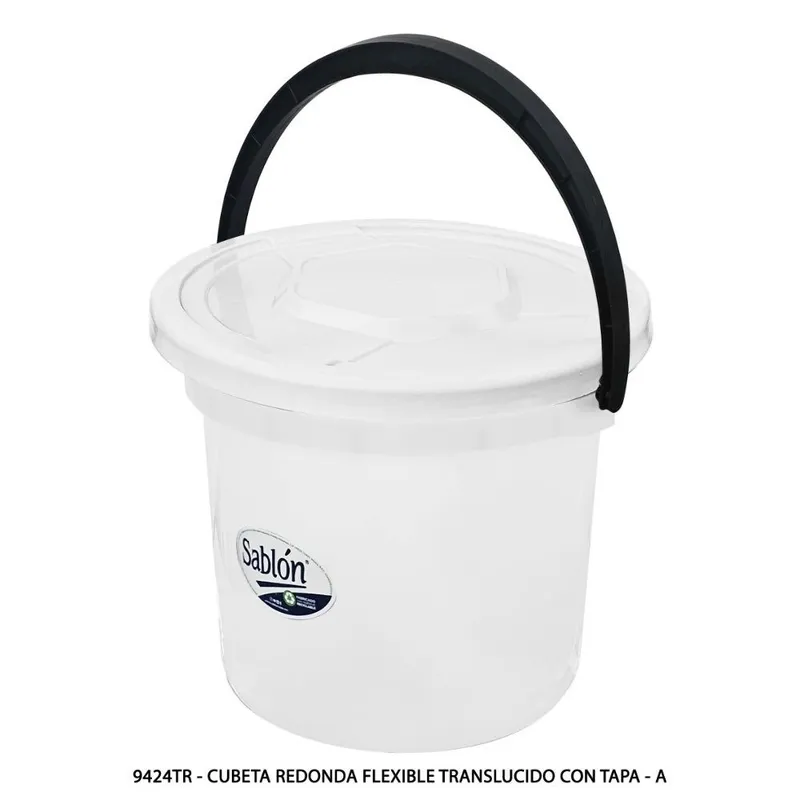 Cubeta Redonda Flexible — Color Translucido con Tapa