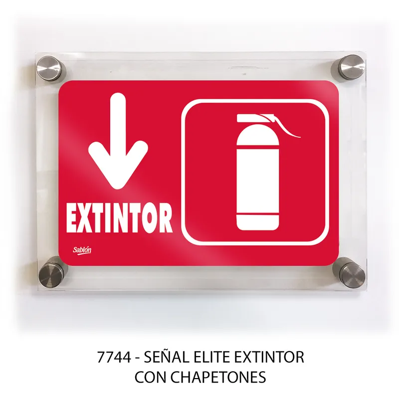 Señal de extinguidor — Placa de Acrílico Autoadherible — Visibilidad de 0 a 12 metros — Elite