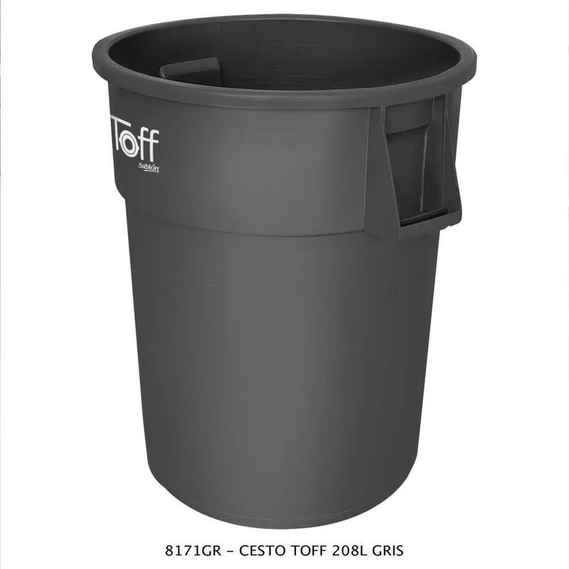 Bote de basura Toff 208 litros — 8171GR Bote de basura Toff 208 litros — Durable y resistente.