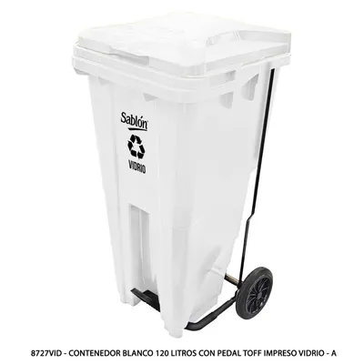 Contenedor Blanco 120 Litros con Pedal — Impreso Vidrio
