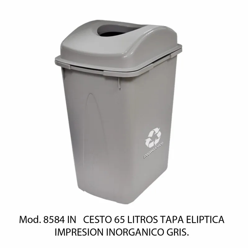 Bote de basura grande de 65 litros — Tapa Elíptica — Con impresión — Inorgánico