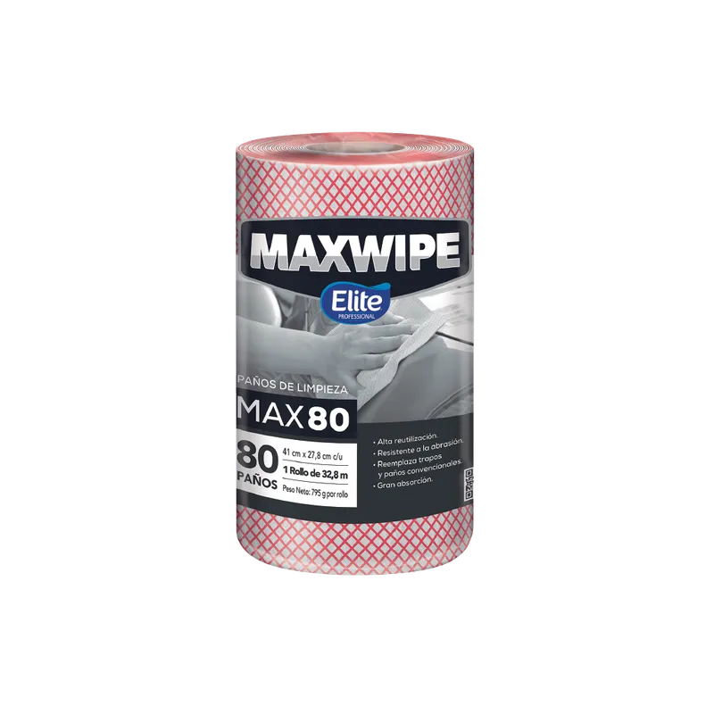 Paño de limpieza MAX80 / Formato Rollo / Rojo