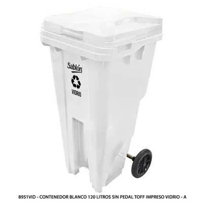 Contenedor Blanco 120 Litros sin Pedal — Impreso Vidrio