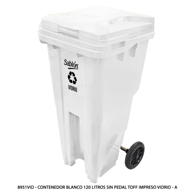 Contenedor Blanco 120 Litros sin Pedal — Impreso Vidrio