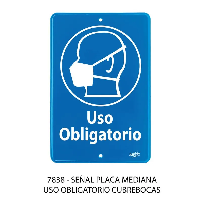 Señal de uso obligatorio — Placa Rígida Autoadherible Mediana — Visibilidad de 0 a 8 metros