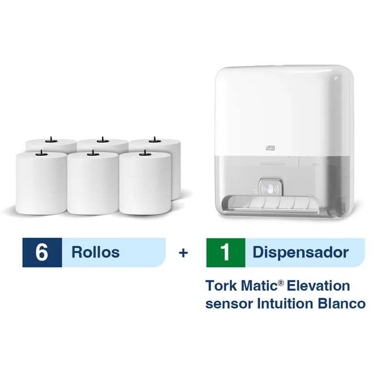 Tork Matic® Dispensador de Toallas de papel en rollo para manos con Sensor + Caja con 6 rollos 274 m c/u