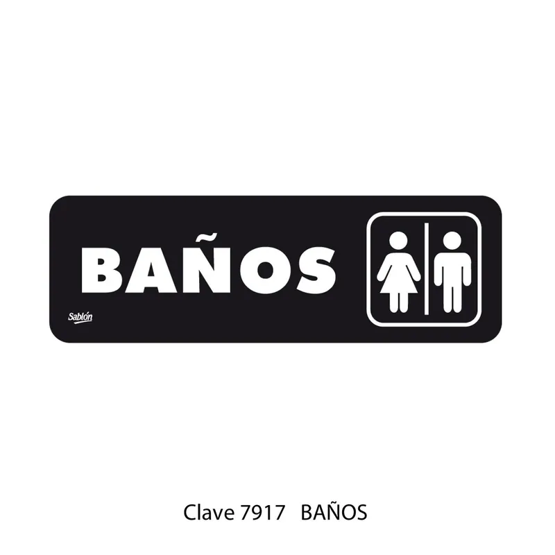 Señal de Baños — Placa Rígida Autoadherible — Visibilidad de 0 a 5 metros
