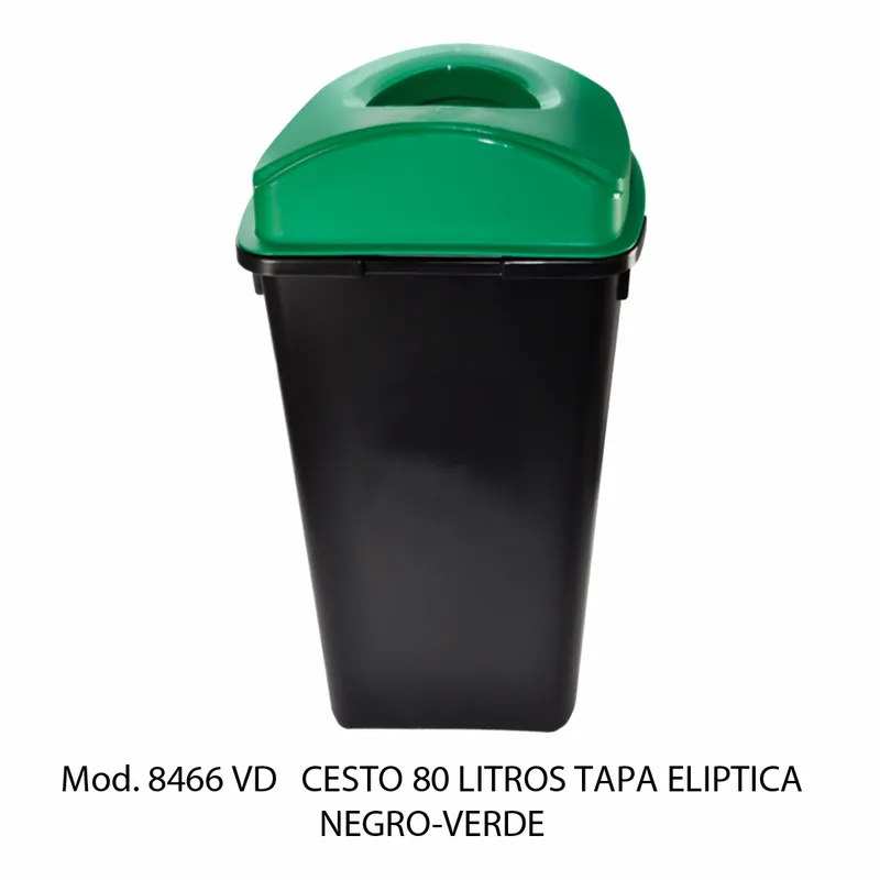 Bote de basura grande de 80 litros — Tapa Elíptica Verde