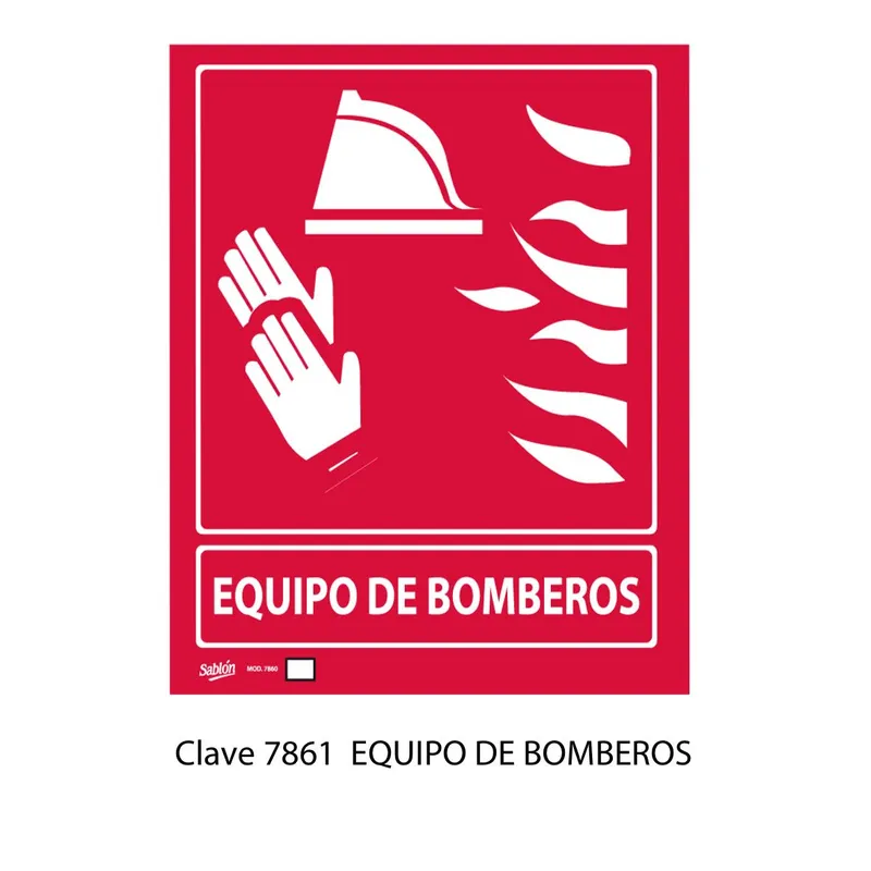 Señal de equipo de bomberos — Póster de Aviso en Lámina de Estireno — Visibilidad de 0 a 16 metros