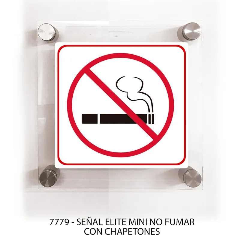 Señal de prohibido fumar — Elite Mini — Visibilidad de 0 a 6 metros — Con Chapetones