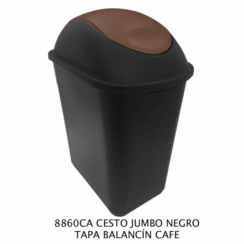 Bote de Basura Mediano Jumbo — 26 litros — Con Tapa Balancín Café