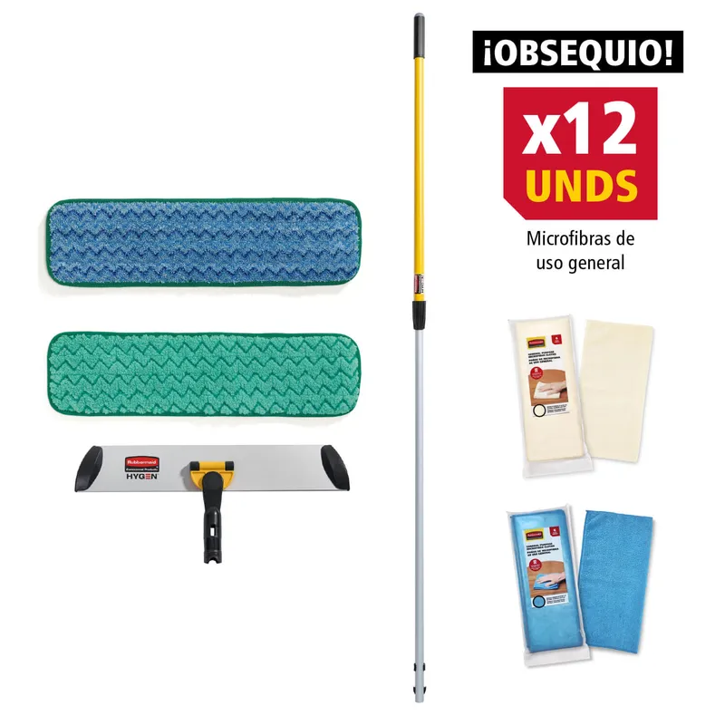 Combo 9: Combo de limpieza profesional HYGEN™ con obsequio: paños de microfibra de uso general (12 pzs c/u)