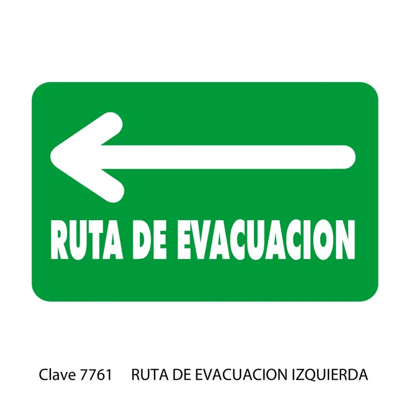 Señal de Ruta de Evacuación — Placa Rígida Autoadherible Grande — Visibilidad de 0 a 12 metros