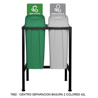 Centro de separación de basura 42 litros — Con 2 botes de basura — Con Tapa Lateral