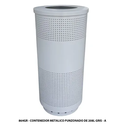 Bote de basura metálico — 208 Litros — Punzonado