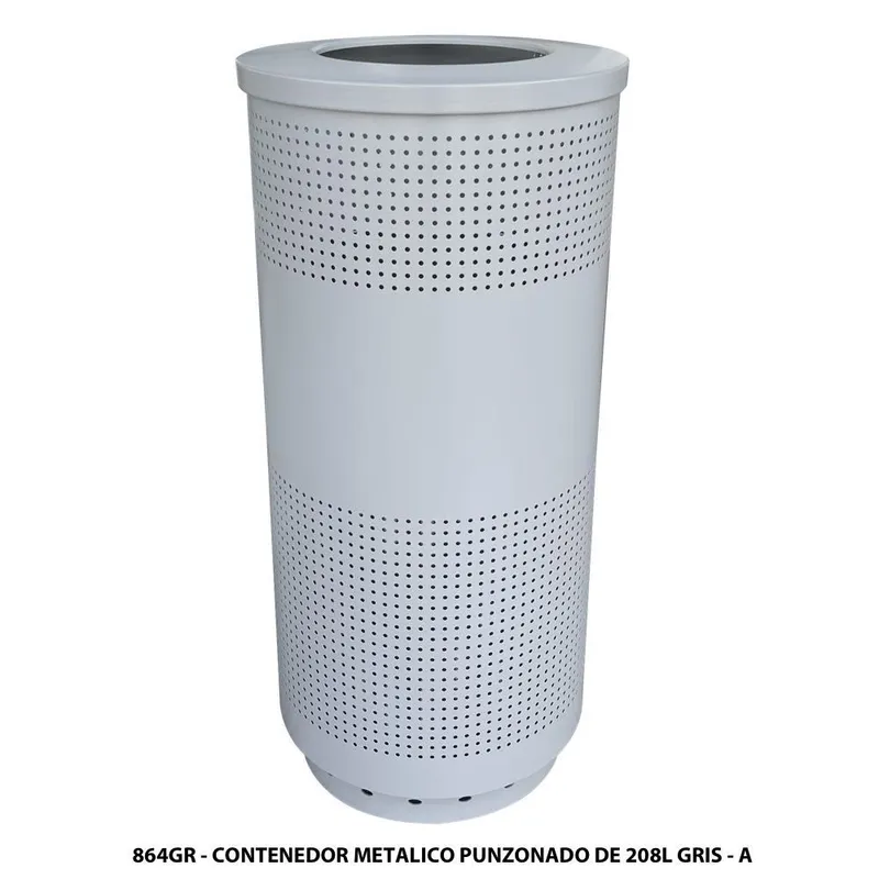 Bote de basura metálico — 208 Litros — Punzonado
