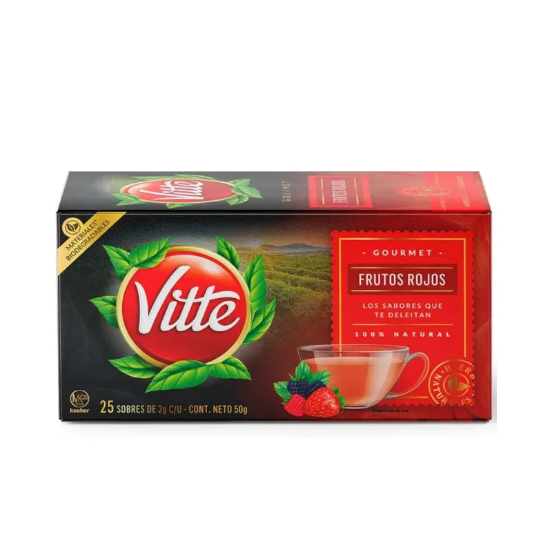 Té Vitte Frutos Rojos | Caja con 25 sobres | Infusión natural