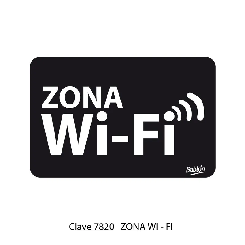 Señal de zona de wi fi — Placa Rígida Autoadherible Mediana — Visibilidad de 0 a 8 metros