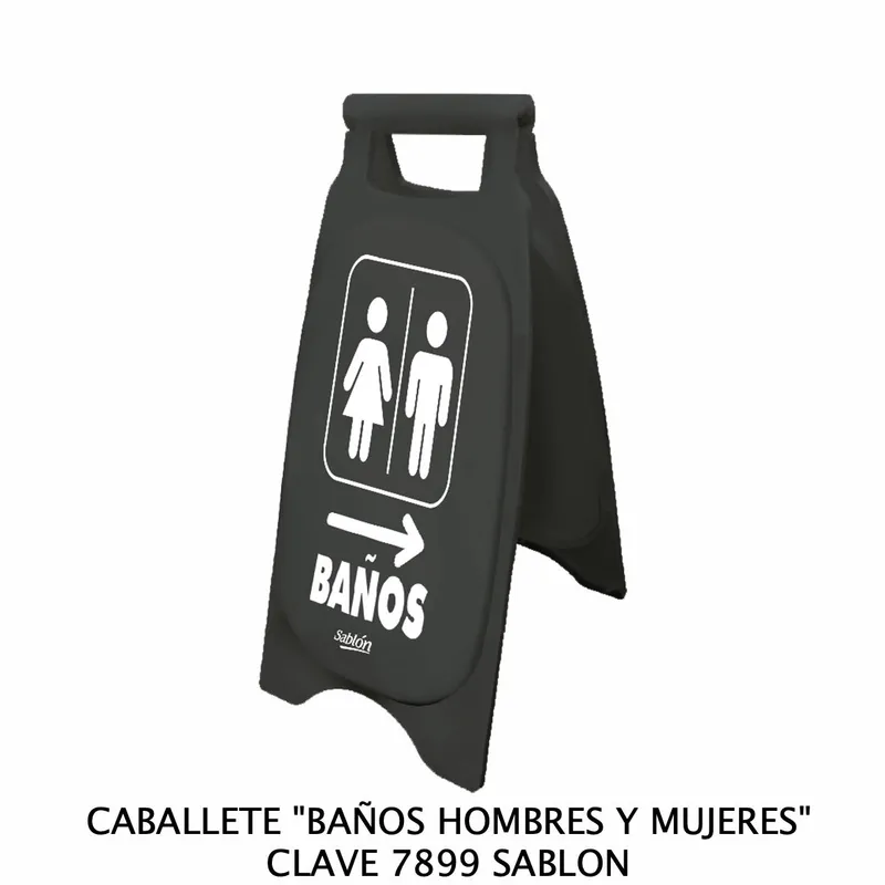 Caballete de Plástico Rígido — Señal: Baños Hombres y Mujeres