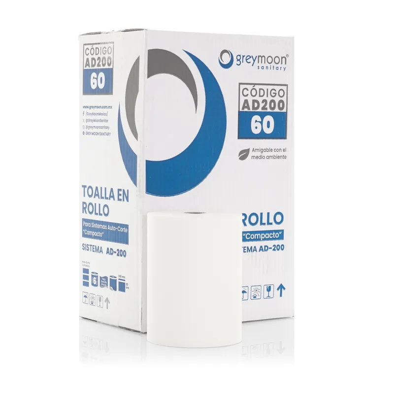 Toalla en rollo auto-corte "compacto"blanca, 6 rollos de 200mts c/u ¡NUEVA PRESENTACION!