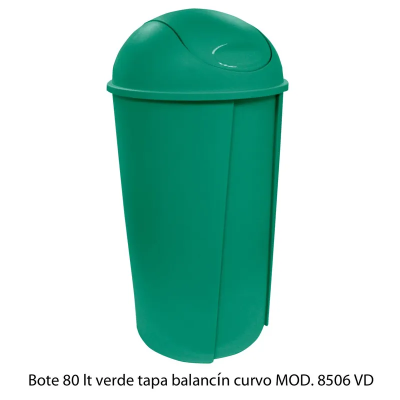 Bote de Basura Redondo Grande — 80 litros — Tapa tipo Balancín Curvo
