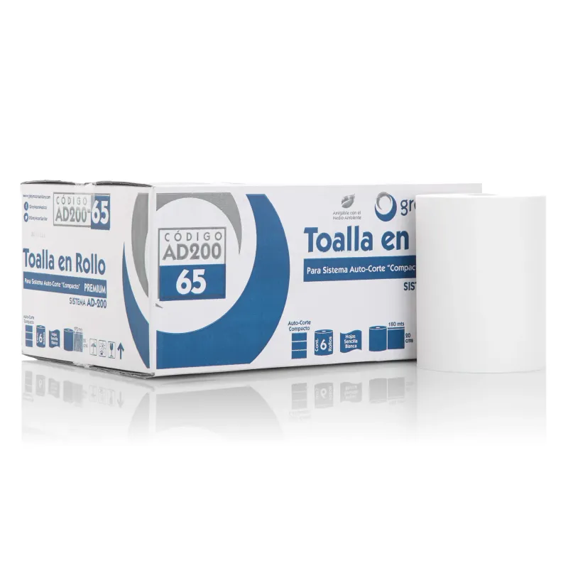 Toalla en rollo bca, "premium" p/sist de autocorte compacto 180mts,20.0 cms.