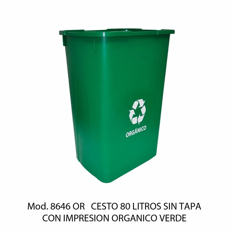 Bote de basura grande de 80 litros — Sin tapa con impresión — Orgánico