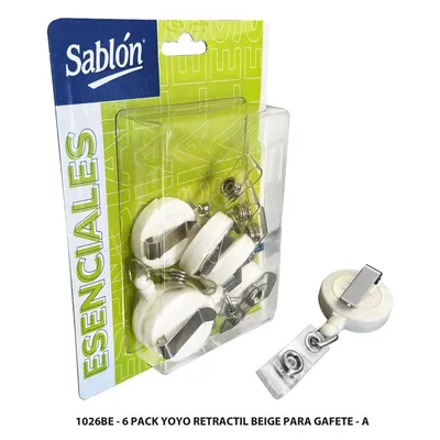 Beige para Gafete — 6 Pack Yoyo Retractil