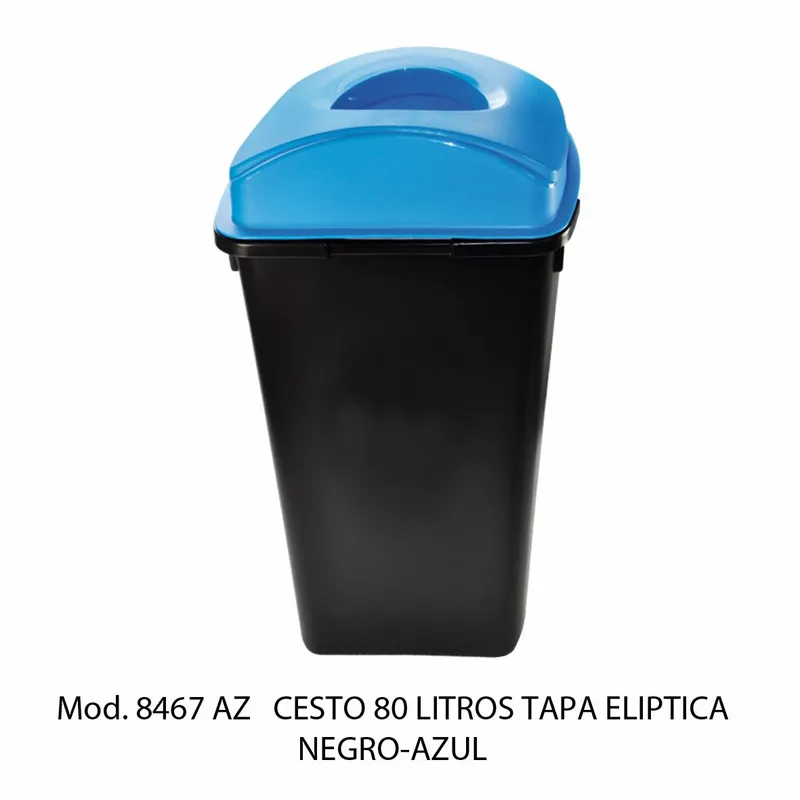 Bote de basura grande de 80 litros — Tapa Elíptica Azul