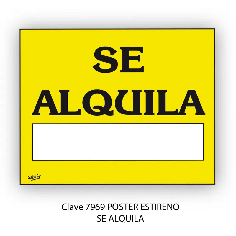 Señal de Se Alquila — Póster de Aviso en Lámina de Estireno — Visibilidad de 0 a 16 metros