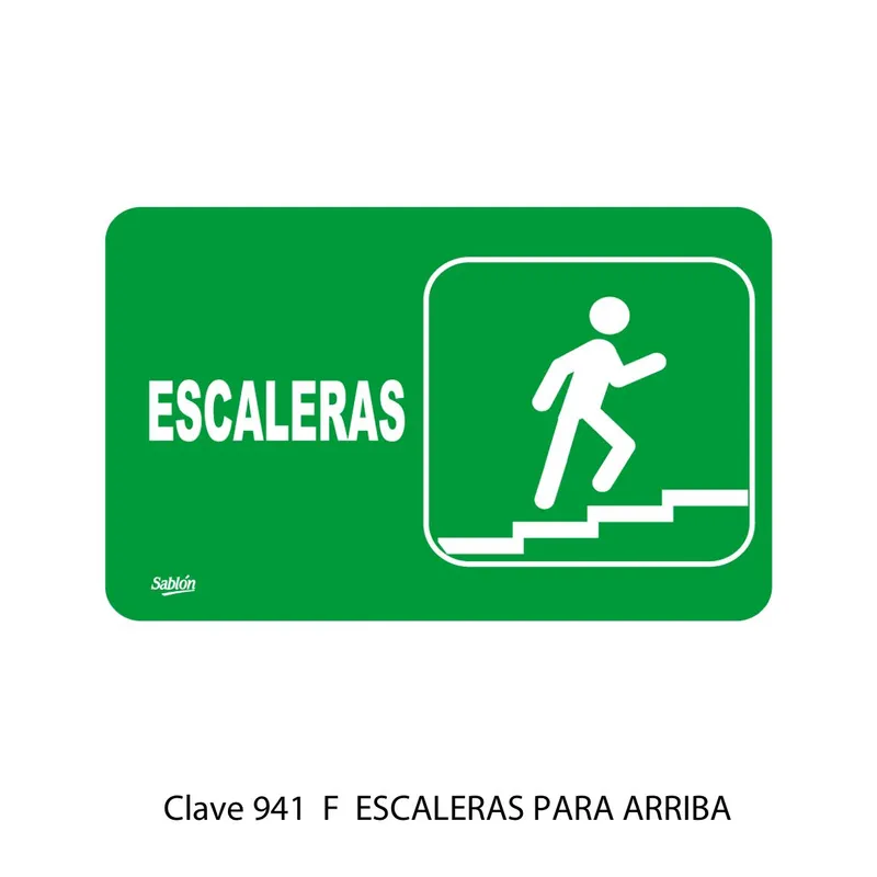 Señal de escaleras para arriba — Placa Rígida Autoadherible Mediana — Visibilidad de 0 a 8 metros