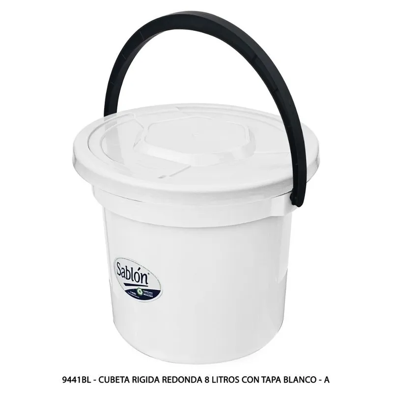 Cubeta Rigida Redonda — Color Blanco con Tapa