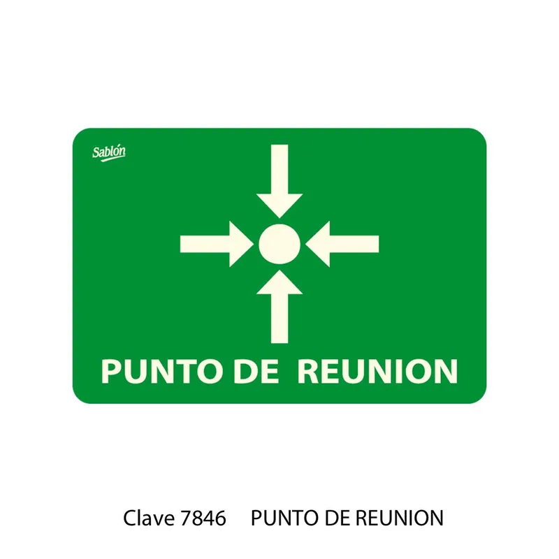 Señal de punto de reunión — Placa Rígida Autoadherible Mediana — Visibilidad de 0 a 8 metros