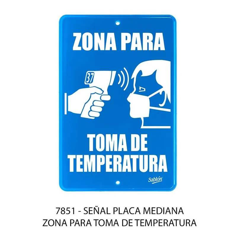 Señal de toma de temperatura — Placa Rígida Autoadherible Mediana — Visibilidad de 0 a 8 metros