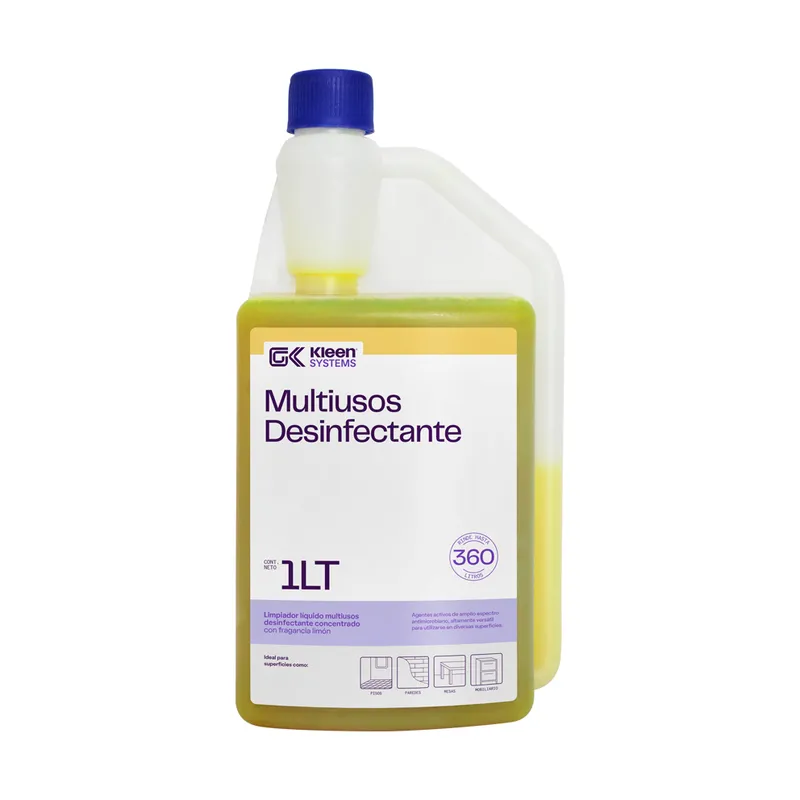 MULTIUSOS DESINFECTANTE 1 L - Limpiador líquido multiusos desinfectante concentrado con fragancia limón