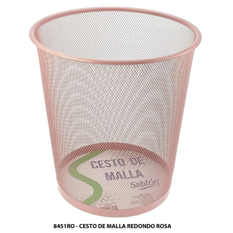 Cesto de Malla Redondo Rosa 8451ro — Grosor: 0.9mm — Material: Metal