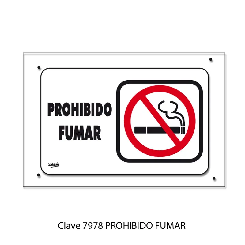 Señal de prohibido fumar — Placa de Acrílico Adherible — Visibilidad de 0 a 12 metros — Elite