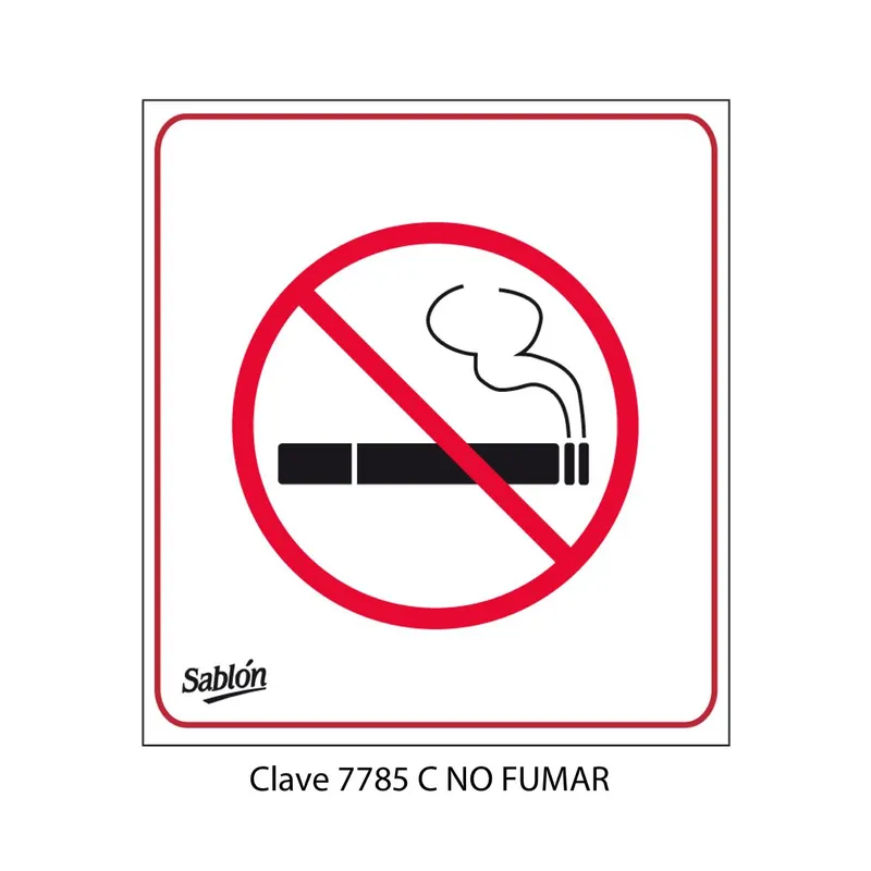 Señal de no fumar — Señal de Vinil Adherible Low Tack — Visibilidad de 0 a 5 metros