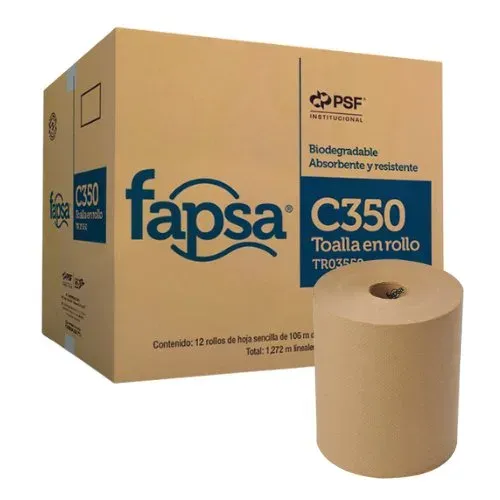 Toalla en Rollo Fapsa C350 Hoja Sencilla 106m Caja 12 Rollos
