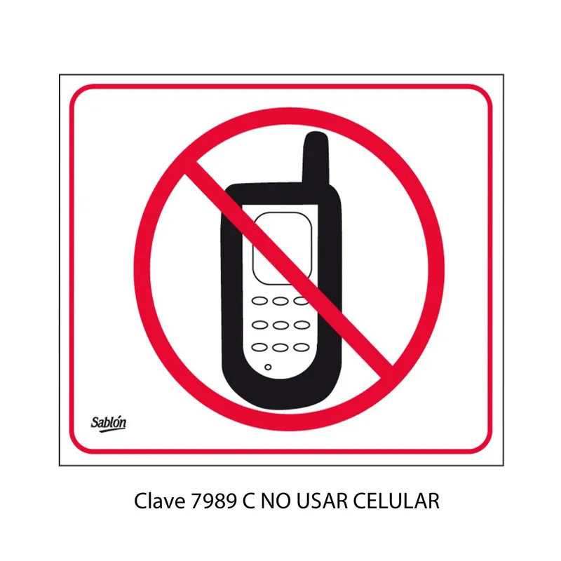 Señal de prohibido el uso del celular — Señal de Vinil Adherible Low Tack — Visibilidad de 0 a 5 metros