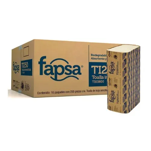 Toalla Interdoblada Fapsa TI250 Hoja Sencilla Blanca 250pz