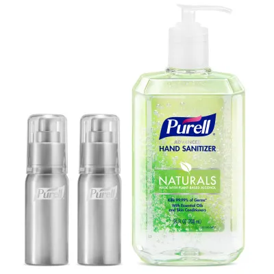 Sanitizante de Manos PURELL® Advanced Naturals + Botellas de Aluminio Rellenables