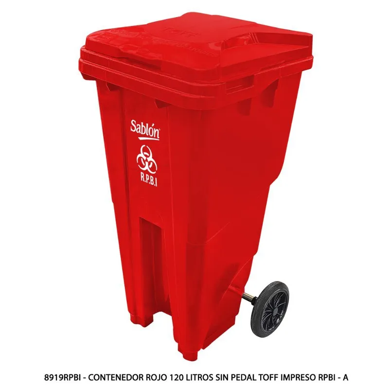 Contenedor para basura de 120 litros sin pedal — Capacidad 120 litros — Rpbi